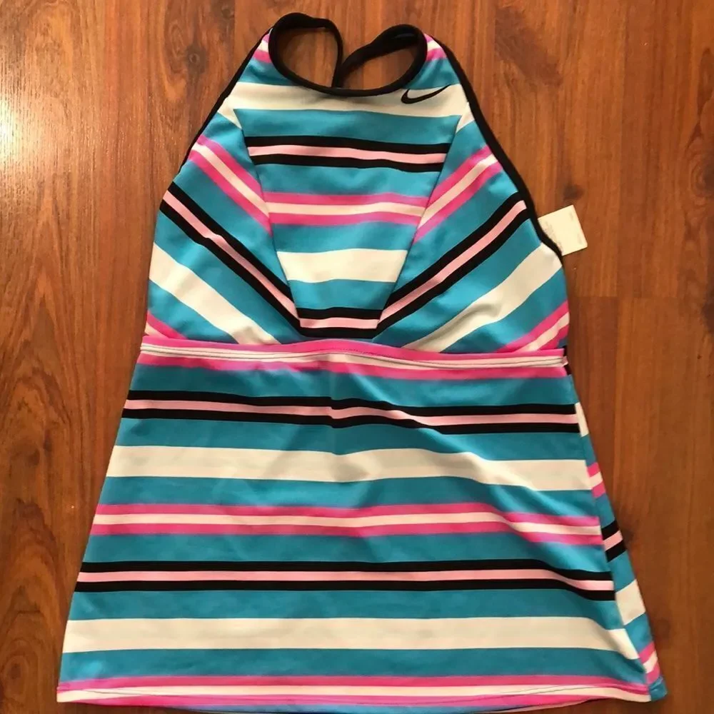 Nike vintage striped halter racer back top M